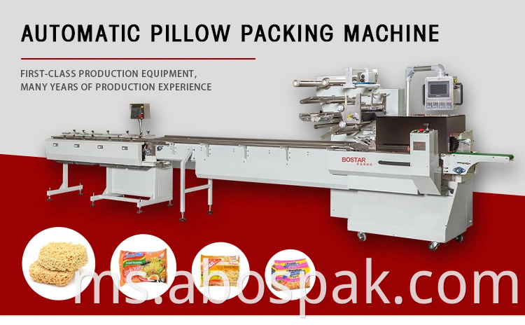 Bostar automatik mendatar bantal Flow Pack Wrap Wrapping pembungkusan pembungkusan Machinery beg Noodles Multipack Mesin